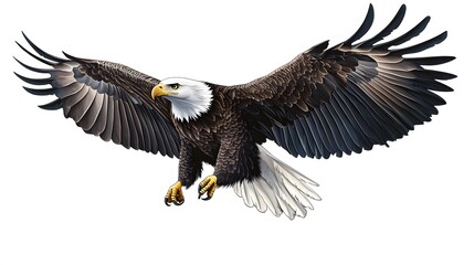 Obraz premium Bald Eagle in Flight with Spread Wings