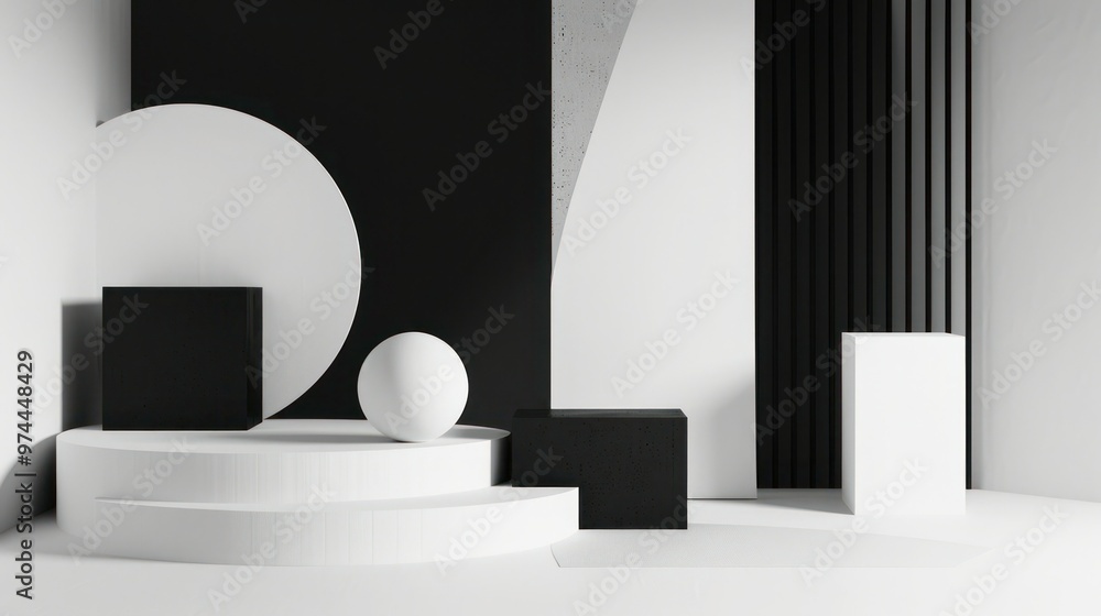 Poster modern black and white mockup display with geometric design and empty space. concept mockup display,