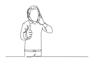 Single continuous line drawing young male business consultant giving excellent speech to expert seminar audience in class. Business workshop concept. One line draw graphic design vector illustration