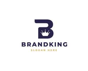 Elegant Letter B Logo with Crown Icon for Royalty, Luxury, and Branding Design Vector Illustration