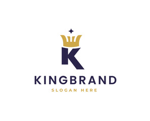 Elegant Letter K Logo with Crown Icon for Royalty, Luxury, and Branding Design Vector Illustration