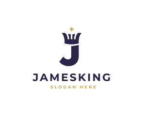 Elegant Letter J Logo with Crown Icon for Royalty, Luxury, and Branding Design Vector Illustration