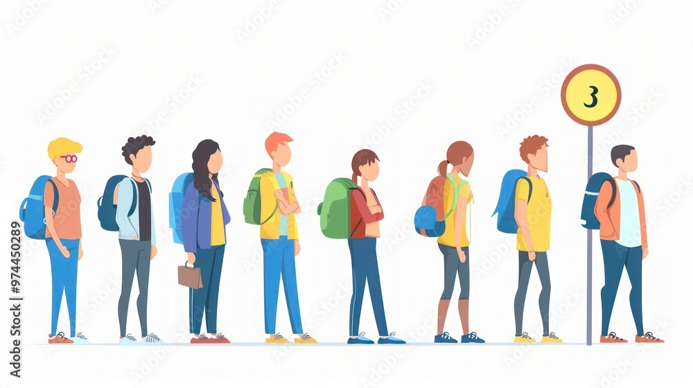 Poster efficiently manage school enrollment queues with timesaving techniques for busy parents. concept sch