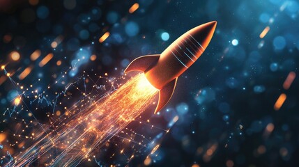 A creative business chart that transforms into a rocket, symbolizing explosive growth and innovation.