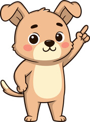 Obraz premium 위를 가리키는 귀여운 강아지 일러스트