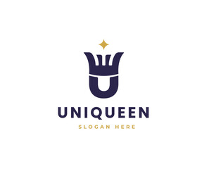 Elegant Letter U Logo with Crown Icon for Royalty, Luxury, and Branding Design Vector Illustration