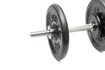 Metal dumbbell isolated on white background