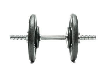Metal dumbbell isolated on white background