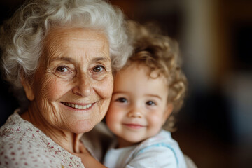 Loving grandmother holding her young grandchild