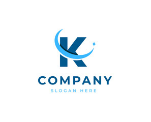 Modern Letter K Logo with Dynamic Swoosh for Branding and Corporate Identity Design Vector Illustration