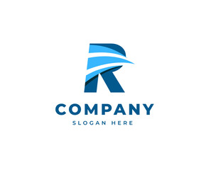 Modern Letter R Logo with Dynamic Swoosh for Branding and Corporate Identity Design Vector Illustration