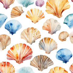 Watercolor Sea Shells Pattern