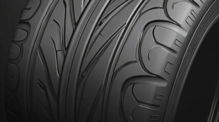 A tire icon in grayscale, showing the detailed tread pattern, symbolizing stability and performance