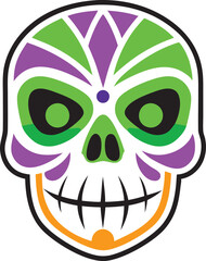 Death mask calavera day of the dead death skulls mask vector, traditional Mexico festival calavera cartoon sugar skull Mask vector illustration.