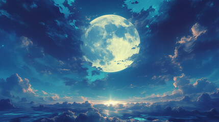 お月見する様子