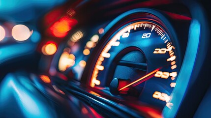 close up of car speedometer. Selective focus
