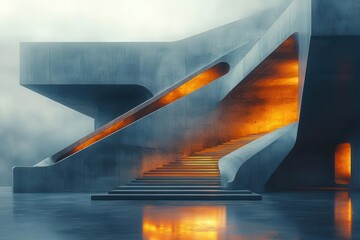 abstract architectural interior with geometric forms and dramatic lighting minimalist concrete space with futuristic design elements and stark contrasts