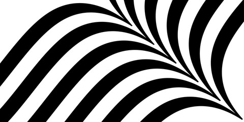 Black on white abstract perspective line wave with 3d dimensional effect.  geometric lines element design
