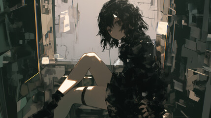 ホラー風の女性