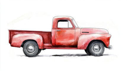 Red Vintage Pickup Truck.