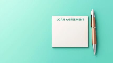 Loan agreement signing, digital contract and pen, 3D illustration