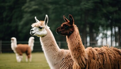 A close up of a Llama in a field