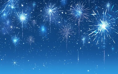 Obraz premium Dark Blue Sky with White Fireworks Creating a Festive Atmosphere