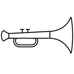 Naklejka premium Trumpet Black Line Art Silhouette.