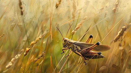 Grasshopper in the field wallpaper