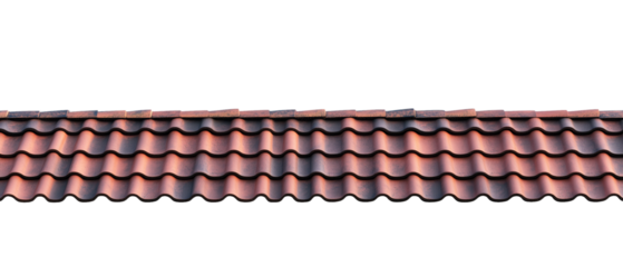 Classic terracotta roof tiles laid in a pattern against a white background showcasing architectural design and craftsmanship