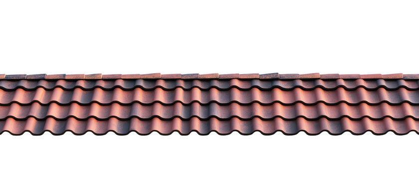 Classic terracotta roof tiles laid in a pattern against a white background showcasing architectural design and craftsmanship
