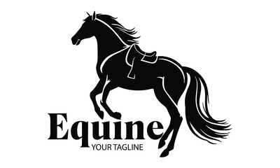 Elegant Black Horse Silhouette Logo for Equine Businesses

