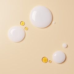 Face moisturizer, skincare beauty product cream texture with drops of oil. 3d rendering