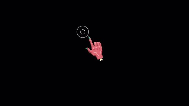Fantasy Click Animation Icons: Witch, Monster, devil, Hand Cursors, pink color. transparent background can be composed with the subscribed button.
