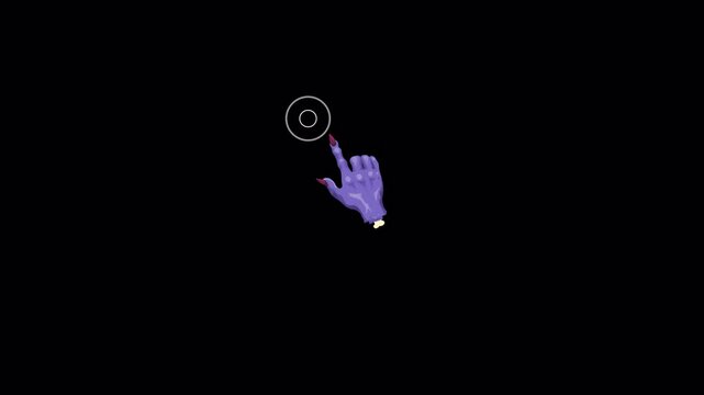 Fantasy Click Animation Icons: Witch, Monster, zombie, Hand Cursors, purple color. transparent background can be composed with the subscribed button.