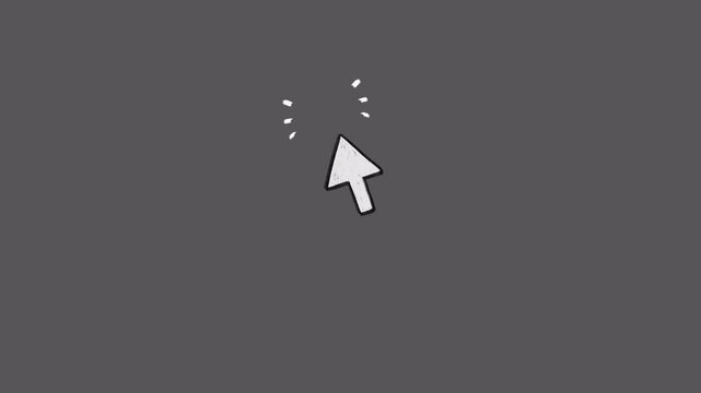 Doodle Clickers: Cartoon Scribble Arrow icons, pushed on a screen, with a transparent background, can be composed with the subscribed button.