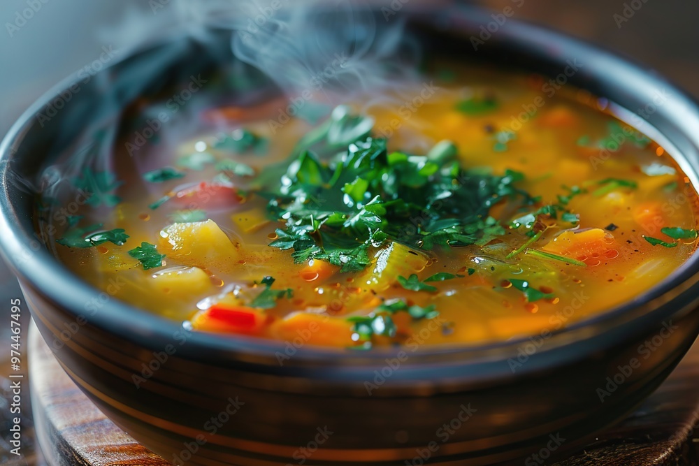 Sticker Steaming Bowl of Vegetable Soup