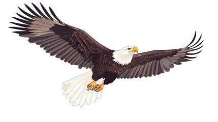 Obraz premium A Bald Eagle in Flight, Wings Spread Wide