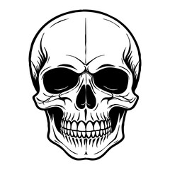 Fototapeta premium Halloween. Black and white drawing. Logo design for use in graphics. Skull