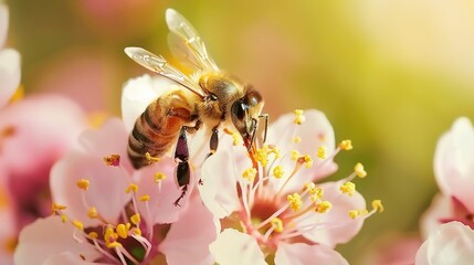 Honeybee collecting nectar wallpaper