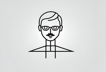 Obraz premium Line art illustration of a man with glasses and a mustache featuring minimalist style