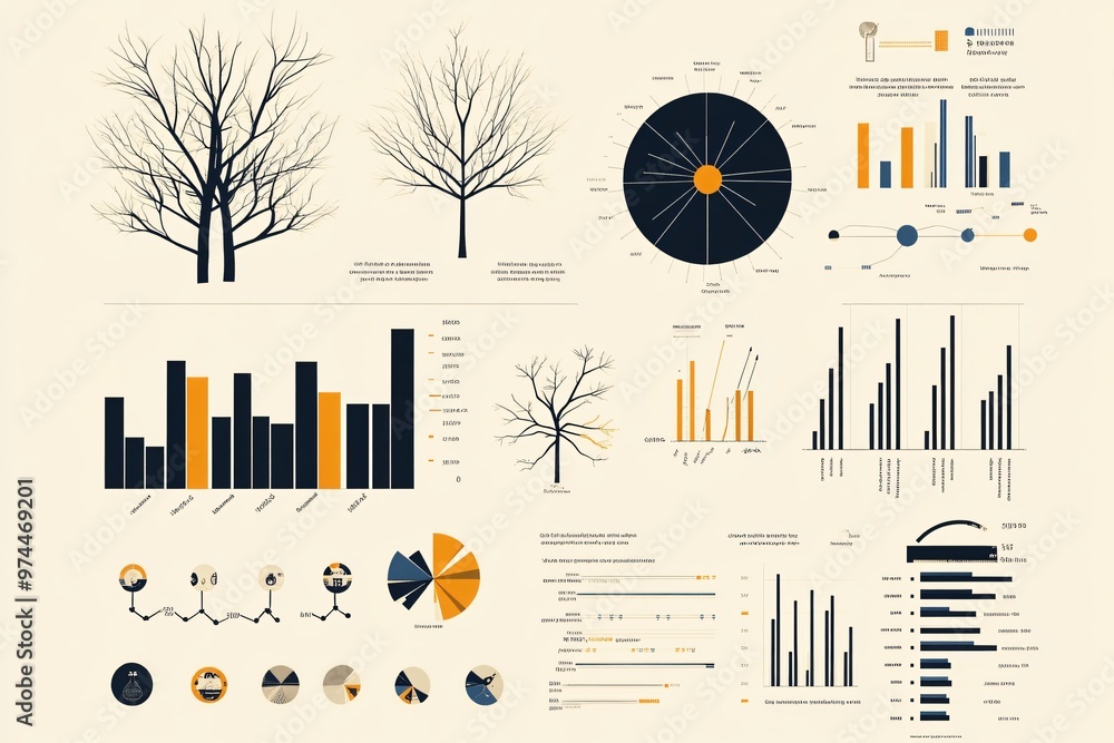 Poster data visualization with tree and chart elements