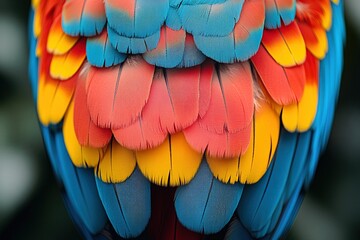Obraz premium Close-up of a colorful parrots feathers