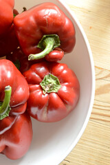 red bell peppers, autumn vegetables, detailed, background, close up, top view,copy space