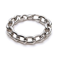 Obraz premium A sleek silver curb chain bracelet makes a bold fashion statement, combining elegance with modern style.