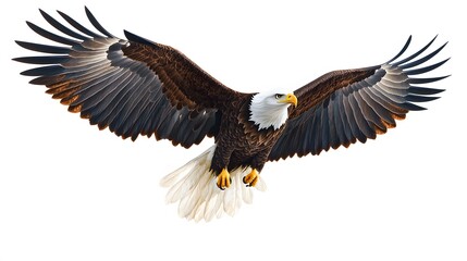 Obraz premium Bald Eagle in Flight with Spread Wings