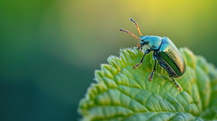 Naklejka premium Shiny beetle close up wallpaper