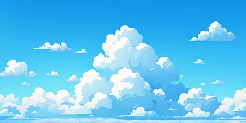 Fototapeta premium Simple Cartoon Sky with Clouds in Vector Art Style