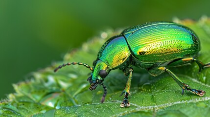 Naklejka premium Shiny beetle close up wallpaper