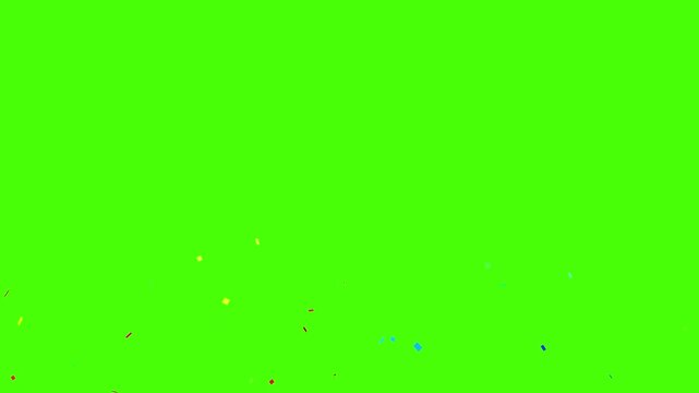 Colorful confetti explosion on green screen. Birthday celebration party. 4K